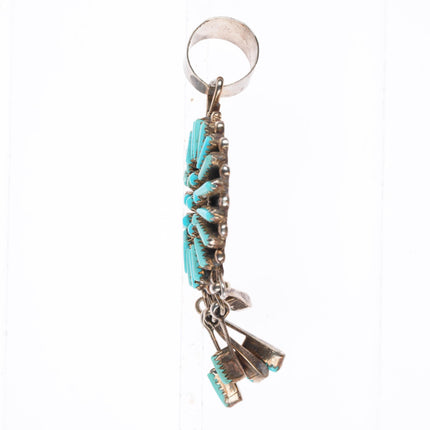 S Lahi Zuni vintage sterling silver needlepoint turquoise pendant