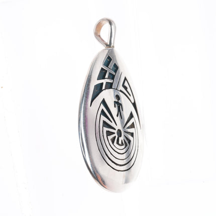 Daren Silas Hopi overlay man in the maze pendant sterling silver