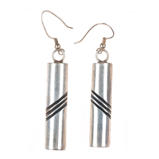 Vintage Yazzie Navajo sterling silver modernist cylinder earrings