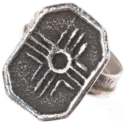 sz10 Cordell Pajarito Santo Domingo tufa cast sterling silver ring 4 directions