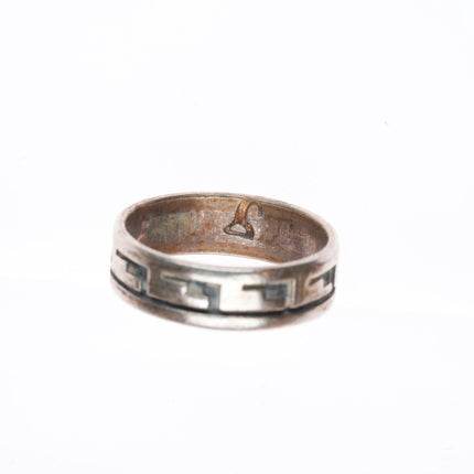 sz11 Stewart Tewawina Hopi overlay band ring sterling silver