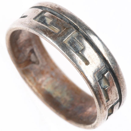 sz11 Stewart Tewawina Hopi overlay band ring sterling silver