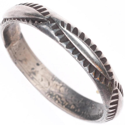 sz6.75 Antique Navajo Ingot silver deep stamped wedding band ring