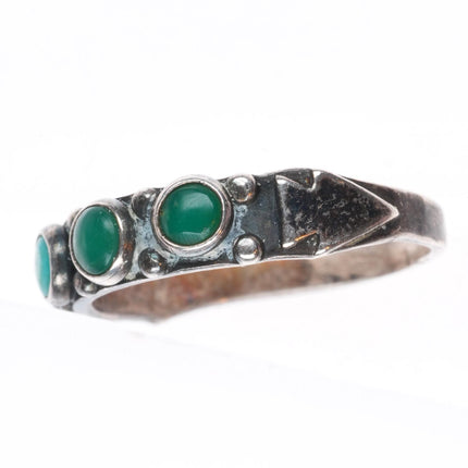 sz5.5 1940's Vintage Maisels Zuni sterling silver snake eye green turquoise ring