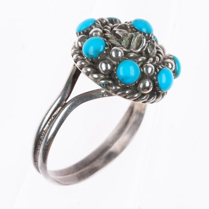 sz6.5 Darlene Weebothee Zuni sterling silver snake eye turquoise ring