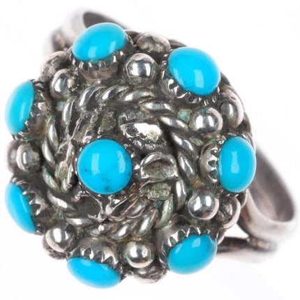 sz6.5 Darlene Weebothee Zuni sterling silver snake eye turquoise ring