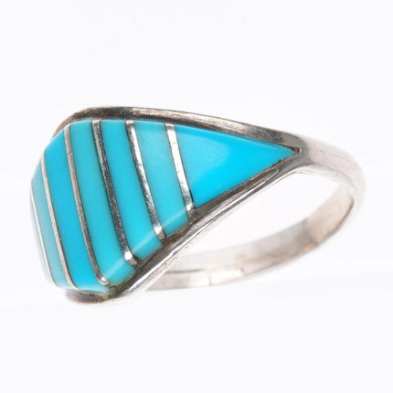 sz9.5 CC Zuni sterling silver turquoise inlay ring