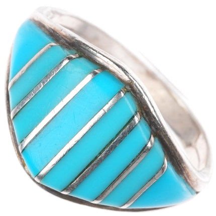 sz9.5 CC Zuni sterling silver turquoise inlay ring