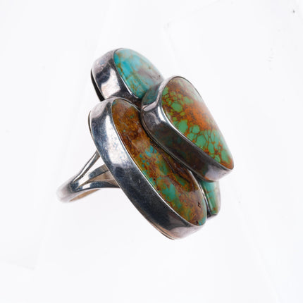 sz6 vintage Navajo sterling silver modernist stacked turquoise ring