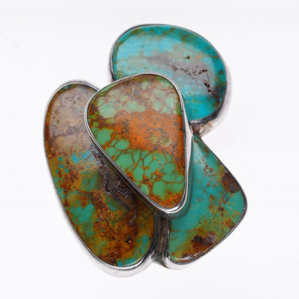 sz6 vintage Navajo sterling silver modernist stacked turquoise ring