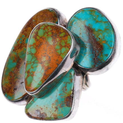 sz6 vintage Navajo sterling silver modernist stacked turquoise ring