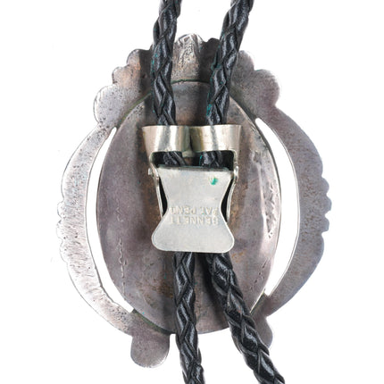 Vintage Navajo or Zuni cast sterling silver bolo  tie with turquoise