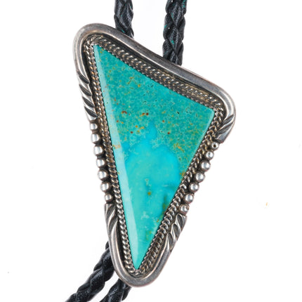 Vintage abstract sterling silver and gorgeous turquoise triangle bolo tie