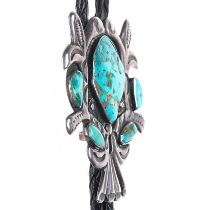 1940's-50's Zuni sterling silver vintage bolo tie with turquoise nice stampings