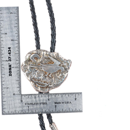 Vintage southwestern sterling silver petroglyph style bolo tie
