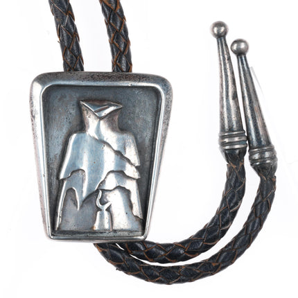 Kenneth Begay Navajo-White Hogan shop sterling silver modernist bolo tie