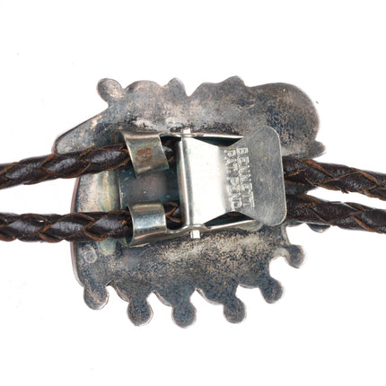 Vintage Zuni sterling silver Indian Chief turquoise/stone/shell inlay bolo tie