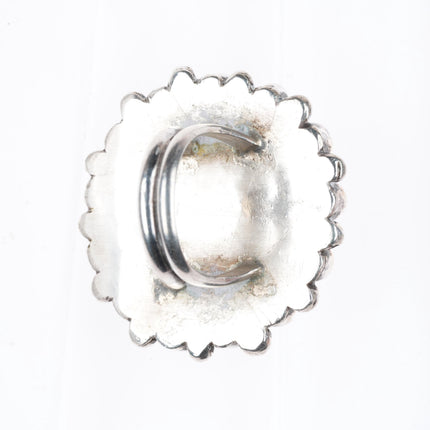 sz8 large vintage Zuni sterling silver snake eye turquoise cluster ring