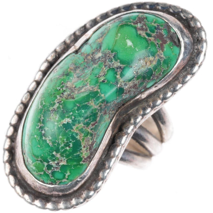 sz8 big vintage Native American sterling silver green turquoise/variscite ring