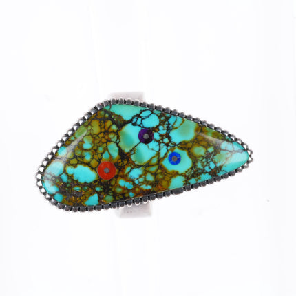 sz7.5 Boyd Tsosie Navajo sterling silver sugilite/coral/lapis - turquoise ring