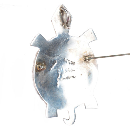 Alvin Yellowhorse Navajo sterling silver Night Sky inlaid turtle pendant - pin