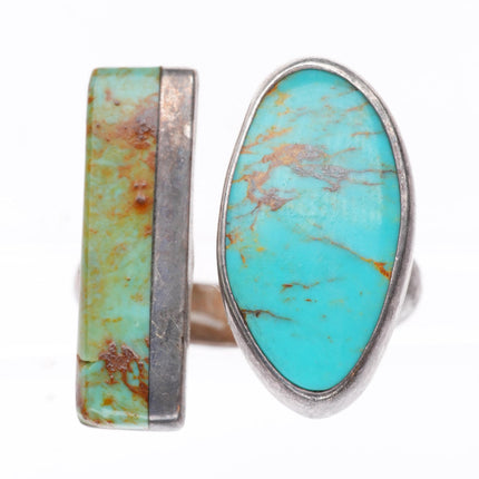 sz7 vintage southwestern modernist sterling silver turquoise adjustable ring