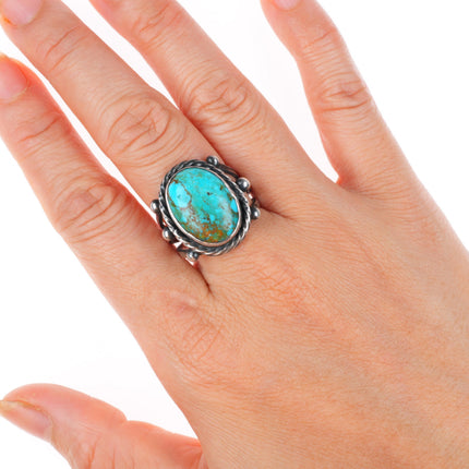 sz9 1930's-40's Vintage Pilot Mountain turquoise sterling silver Navajo ring