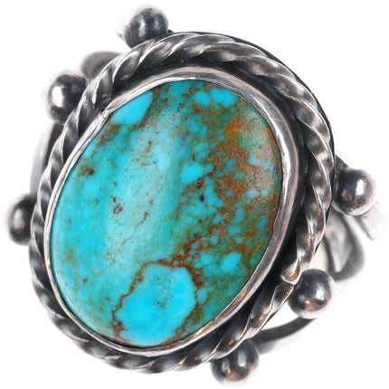 sz9 1930's-40's Vintage Pilot Mountain turquoise sterling silver Navajo ring
