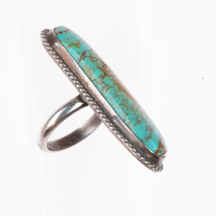 sz6 vintage Navajo sterling silver Ceremonial Kingman turquoise long ring