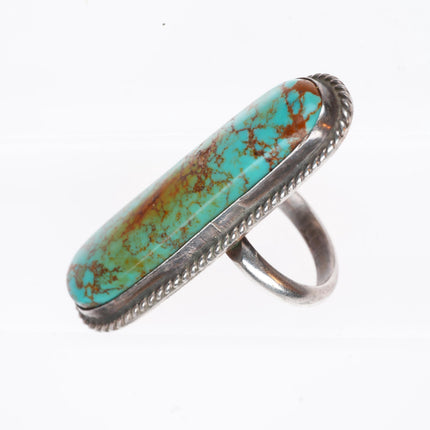 sz6 vintage Navajo sterling silver Ceremonial Kingman turquoise long ring