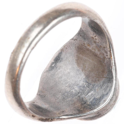 sz11 Vintage Zuni sterling silver turquoise channel inlay domed ring