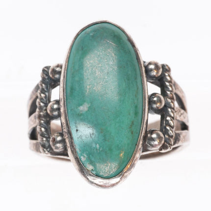 sz4 1940's Vintage Navajo Fred Harvey Style sterling silver turquoise ring