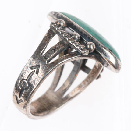 sz4 1940's Vintage Navajo Fred Harvey Style sterling silver turquoise ring