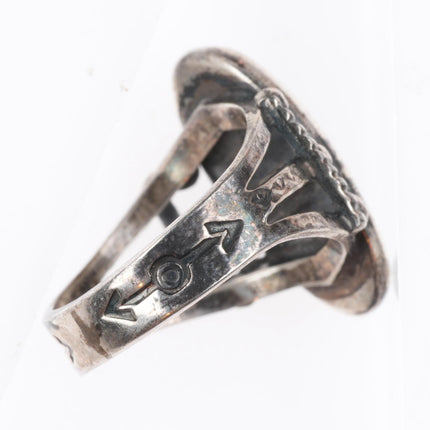 sz4 1940's Vintage Navajo Fred Harvey Style sterling silver turquoise ring