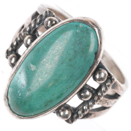 sz4 1940's Vintage Navajo Fred Harvey Style sterling silver turquoise ring