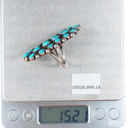 sz11 large vintage RBJ Zuni sterling silver turquoise cluster ring