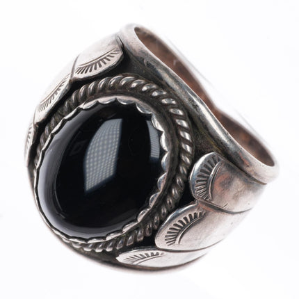 sz9 Kenneth Jones  Navajo sterling silver vintage onyx size 9 ring