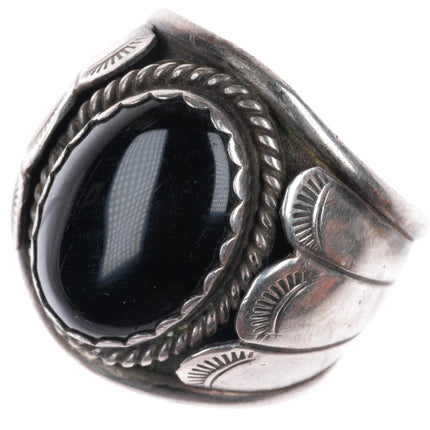 sz9 Kenneth Jones  Navajo sterling silver vintage onyx size 9 ring