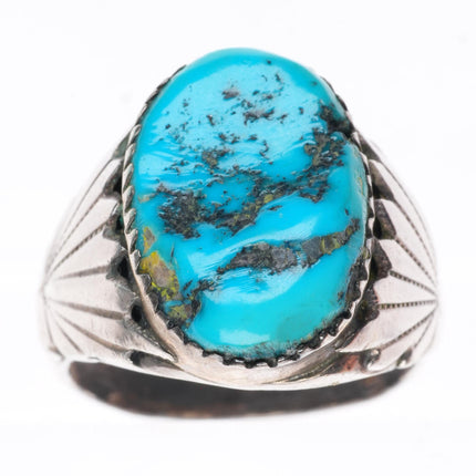 sz10 vintage Robert and Bernice Leekya Zuni sterling silver turquoise men's ring