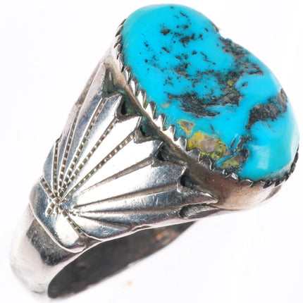 sz10 vintage Robert and Bernice Leekya Zuni sterling silver turquoise men's ring