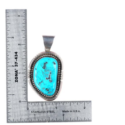 vintage Ray Begay Navajo sterling silver Kingman turquoise necklace pendant