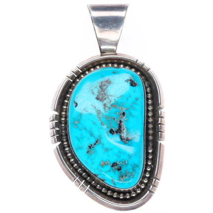 vintage Ray Begay Navajo sterling silver Kingman turquoise necklace pendant