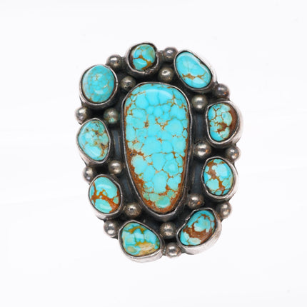 sz7.5 vintage Navajo sterling silver red webbed turquoise satellite ring