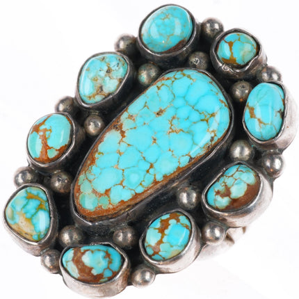sz7.5 vintage Navajo sterling silver red webbed turquoise satellite ring