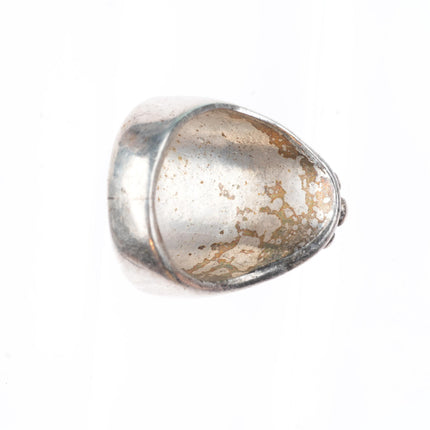 sz8 vintage Navajo sterling silver turquoise buffalo inlay ring