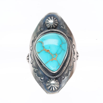 sz8 Raymond Beard Navajo sterling silver high grade turquoise large ring