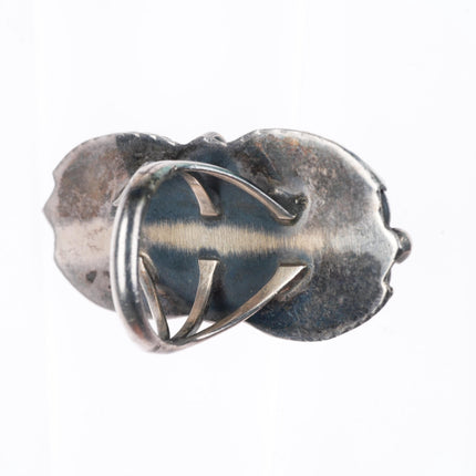 sz6.5 vintage Navajo sterling silver long ring with nice turquoise
