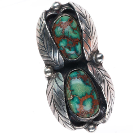 sz6.5 vintage Navajo sterling silver long ring with nice turquoise