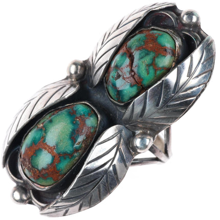 sz6.5 vintage Navajo sterling silver long ring with nice turquoise
