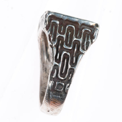 sz10.5 vintage southwestern sterling silver turquoise and shell inlay ring